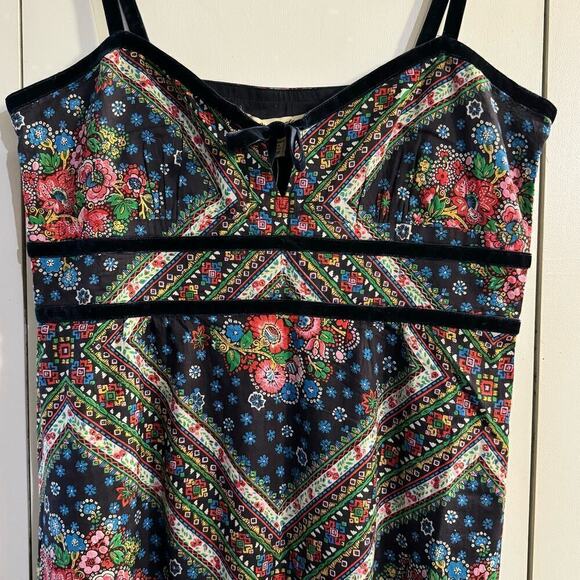 Vintage Free People Y2K Boho Floral Babydoll Velvet Strap Dress DeadStock Sz 10 - Picture 4 of 7